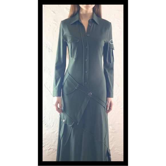 moschino green dress BOUTIQUE MOSCHINO-Color Block Blue/Green Dress – Elilhaam main image 1